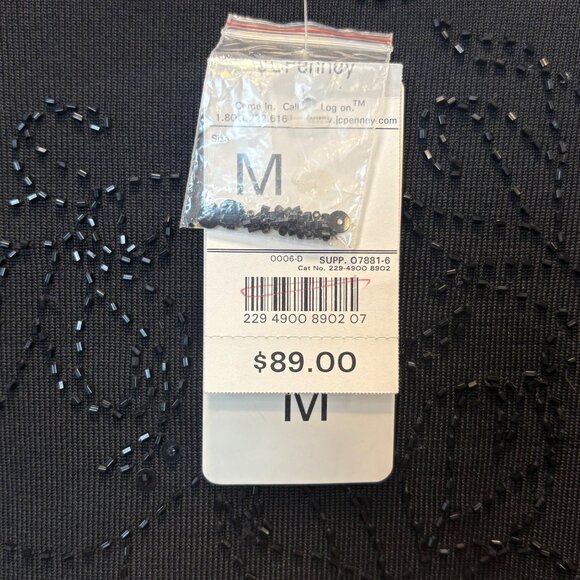 NEW Sandra Darren Black Beaded 3/4 Sleeve Knit Top Scoop Med Elegant VTG Glam - Picture 3 of 8